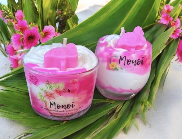 BOUGIE GOURMANDE monoï flamant rose