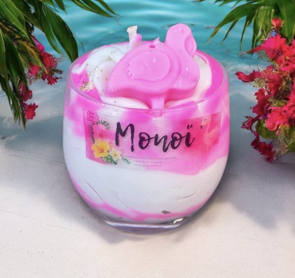 BOUGIE GOURMANDE monoï flamant rose