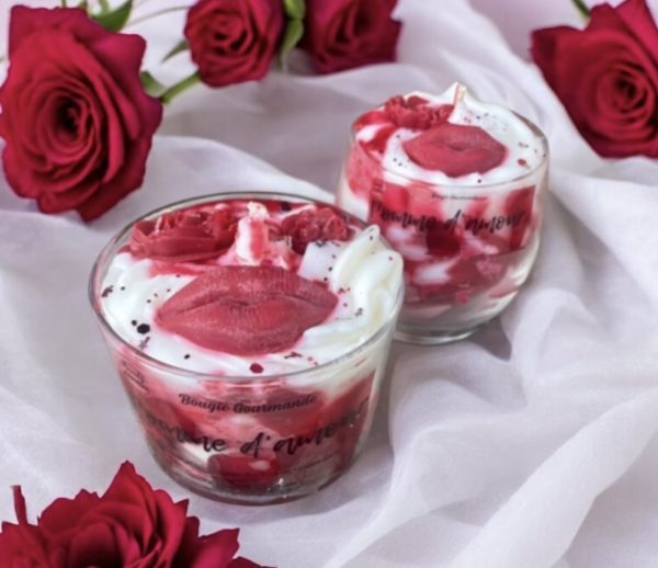 Bougie gourmande parfumée pomme d'amour idée cadeau bougie personnalisée