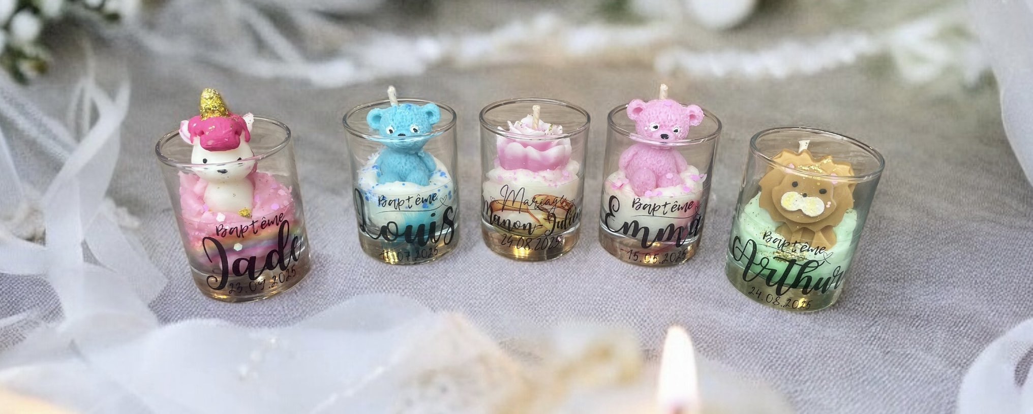 Bougie Baptême cadeau invité Bougie mariage bougie invité bougie ourson bougie jungle bougie licorne