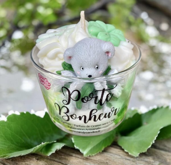 Bougie gourmande ours muguet porte bonheur