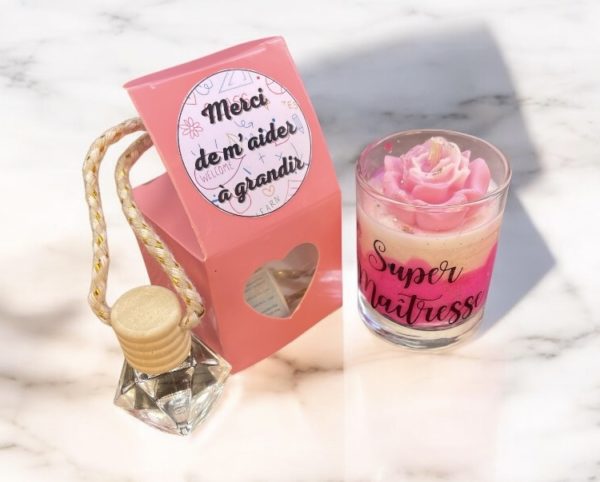 Coffret maîtresse Coffret nounou Coffret Atsam Cadeau nounou Cadeau maîtresse Cadeau ATSEM Bougie maîtresse Bougie nounou Bougie ATSEM