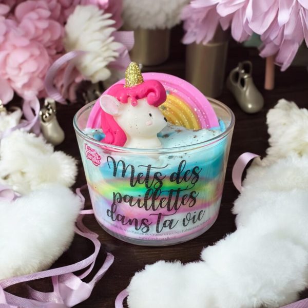 Bougie Gourmande Nuage enchanté / Mets des paillettes dans ta vie - parfum Fruit du dragon