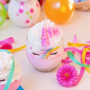 Bougie Gourmande parfum Licorne IMPARFAITE Corne cassée