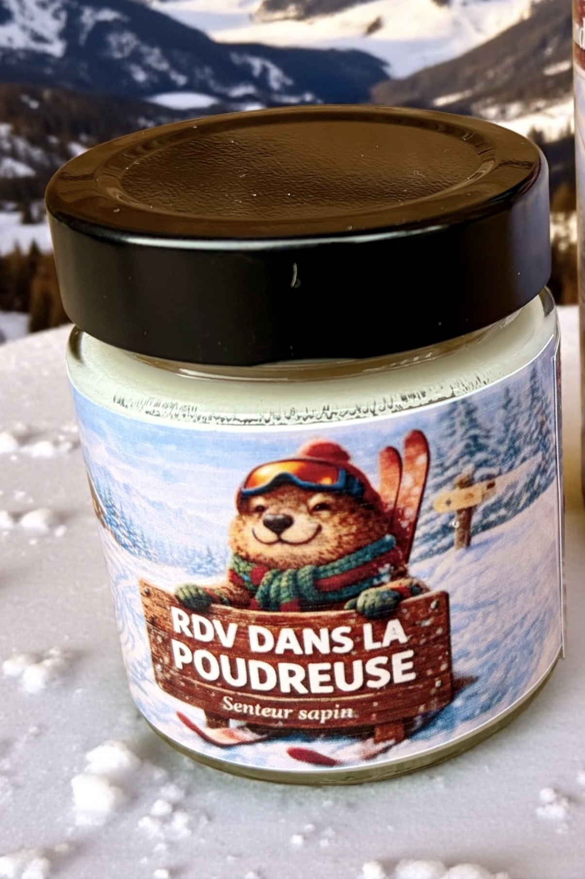 Bougie RDV dans la poudreuse 110G Sapin